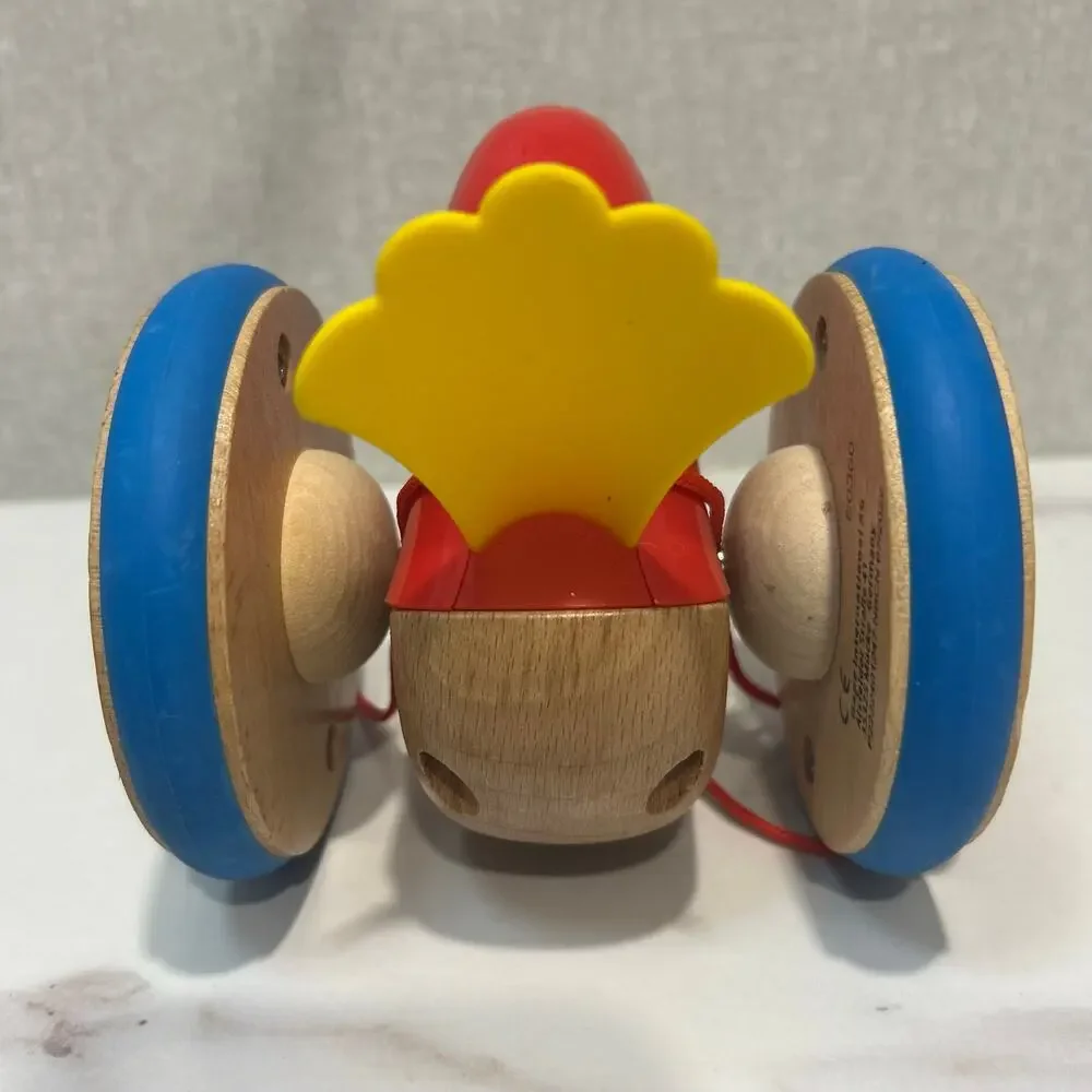 Hape Baby Bird Pull-Along Wooden Toy Wobbling & Flapping Pull Toddler Bright